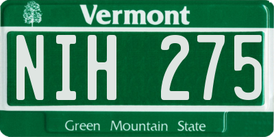 VT license plate NIH275
