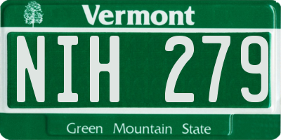VT license plate NIH279