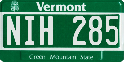 VT license plate NIH285