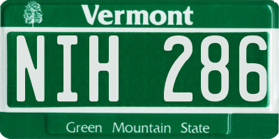 VT license plate NIH286