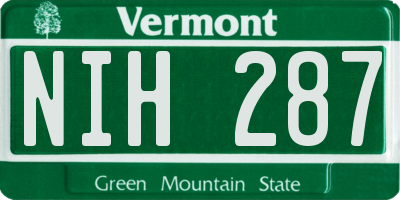 VT license plate NIH287