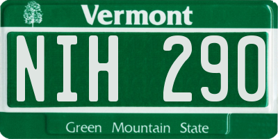 VT license plate NIH290