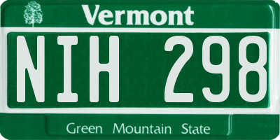 VT license plate NIH298