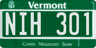 VT license plate NIH301