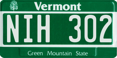 VT license plate NIH302