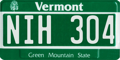 VT license plate NIH304