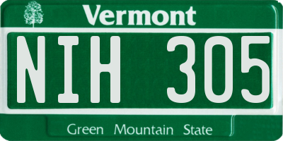 VT license plate NIH305