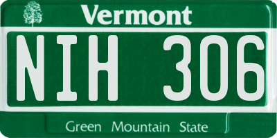 VT license plate NIH306