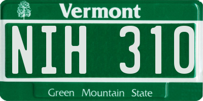 VT license plate NIH310