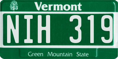 VT license plate NIH319