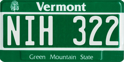 VT license plate NIH322