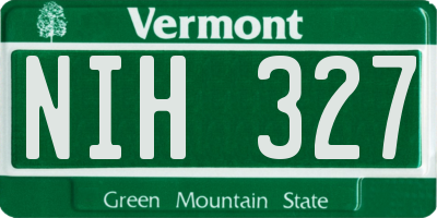 VT license plate NIH327