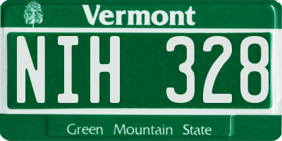 VT license plate NIH328