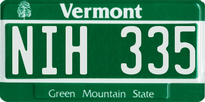 VT license plate NIH335