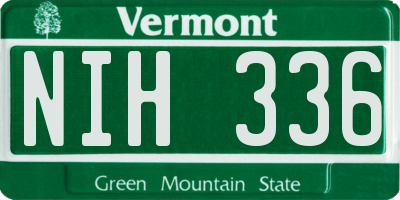 VT license plate NIH336