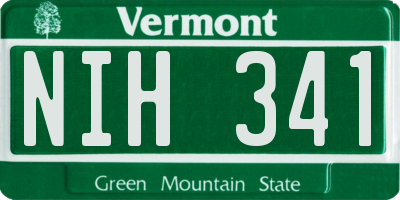 VT license plate NIH341