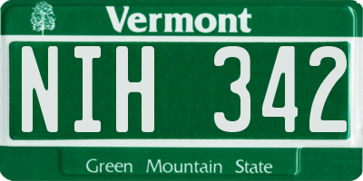 VT license plate NIH342