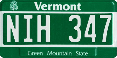 VT license plate NIH347
