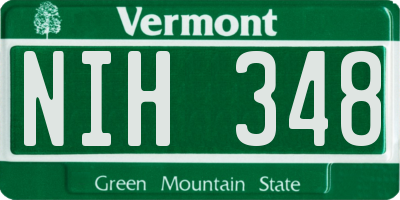 VT license plate NIH348