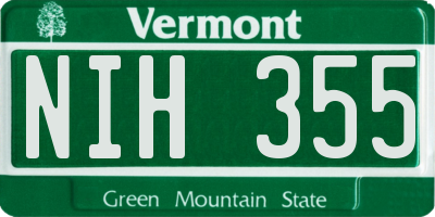 VT license plate NIH355