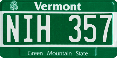 VT license plate NIH357