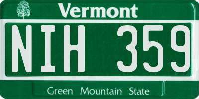 VT license plate NIH359