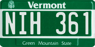 VT license plate NIH361