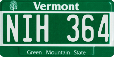 VT license plate NIH364