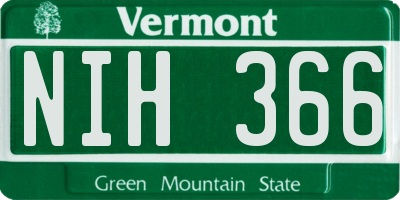 VT license plate NIH366