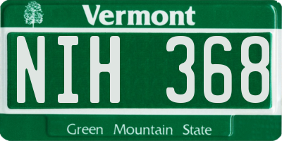 VT license plate NIH368