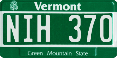VT license plate NIH370