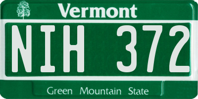 VT license plate NIH372
