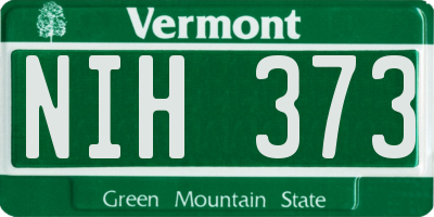 VT license plate NIH373