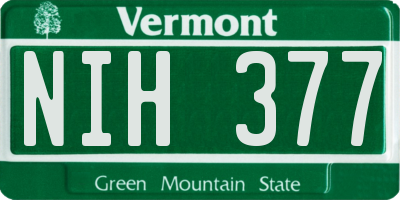 VT license plate NIH377