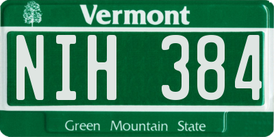 VT license plate NIH384