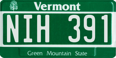 VT license plate NIH391