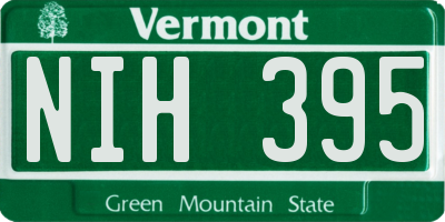 VT license plate NIH395