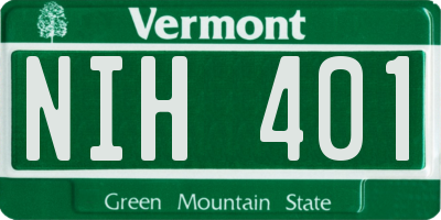 VT license plate NIH401
