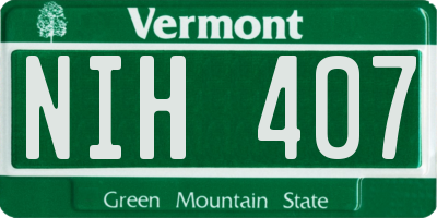 VT license plate NIH407