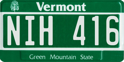 VT license plate NIH416