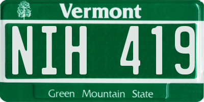 VT license plate NIH419