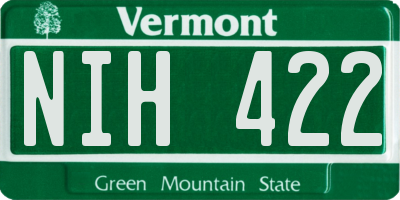 VT license plate NIH422