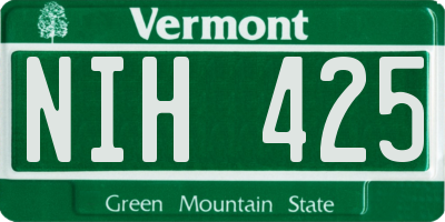 VT license plate NIH425