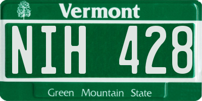 VT license plate NIH428