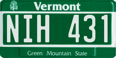 VT license plate NIH431