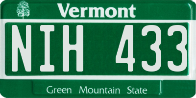 VT license plate NIH433