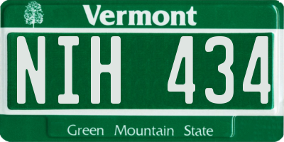 VT license plate NIH434