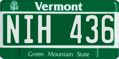 VT license plate NIH436