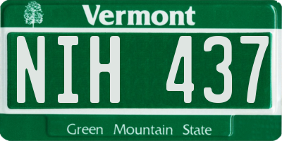VT license plate NIH437