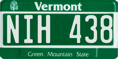VT license plate NIH438